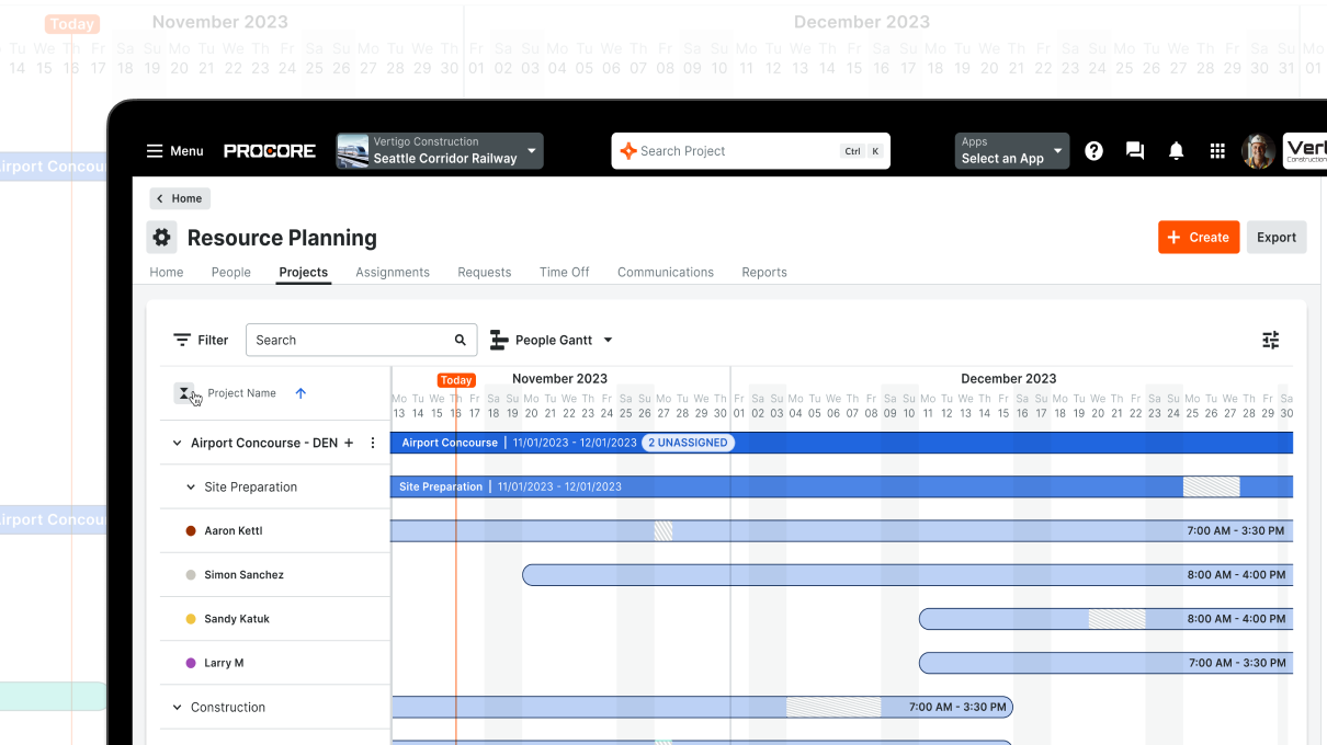 Resource Planning screen