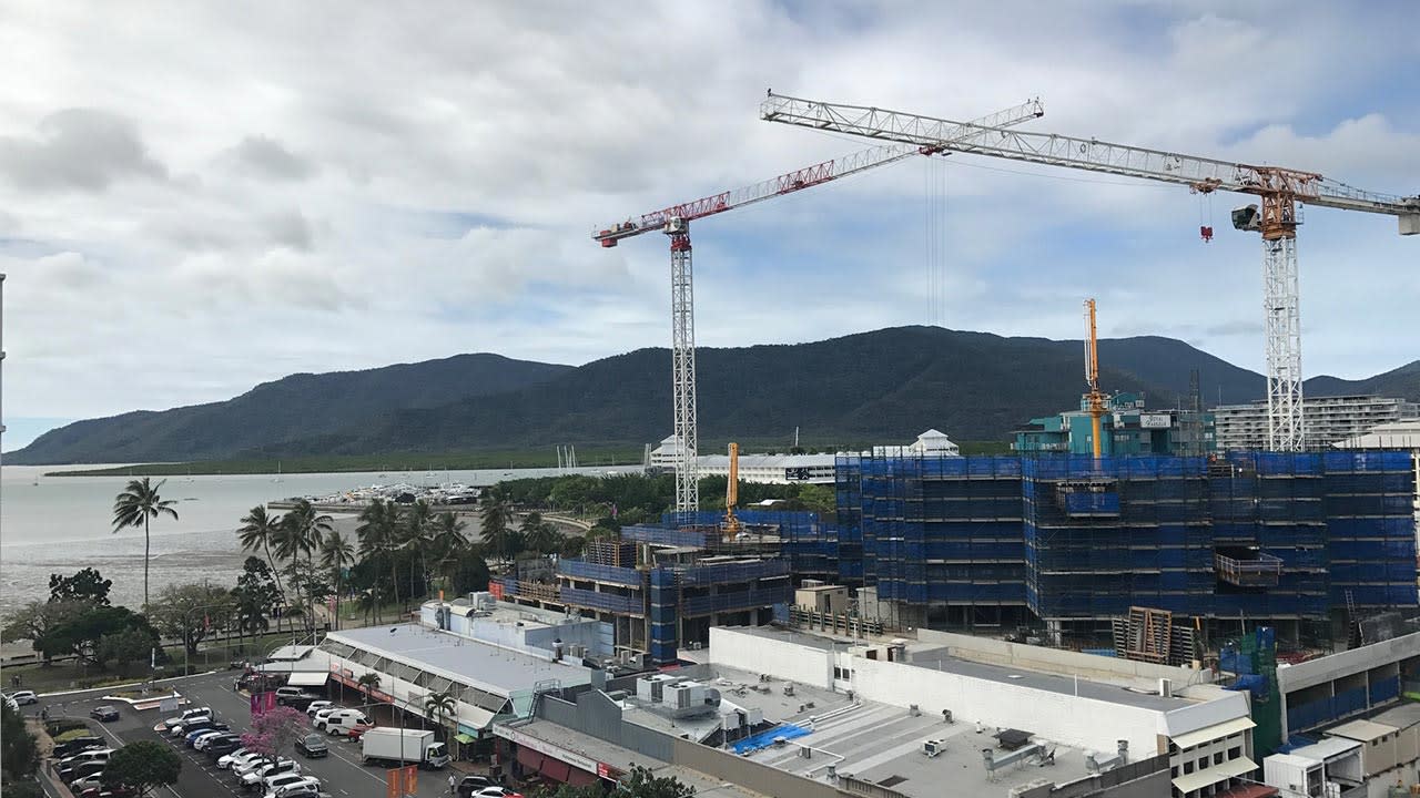 Aerial view of a building construction