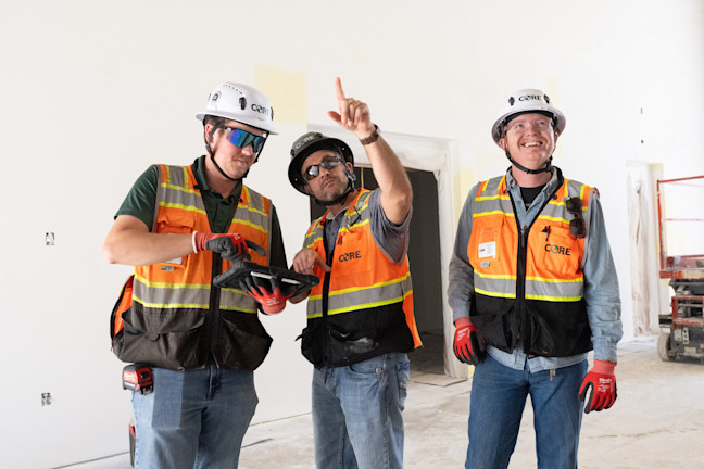 CORE construction employees pointing using BIM