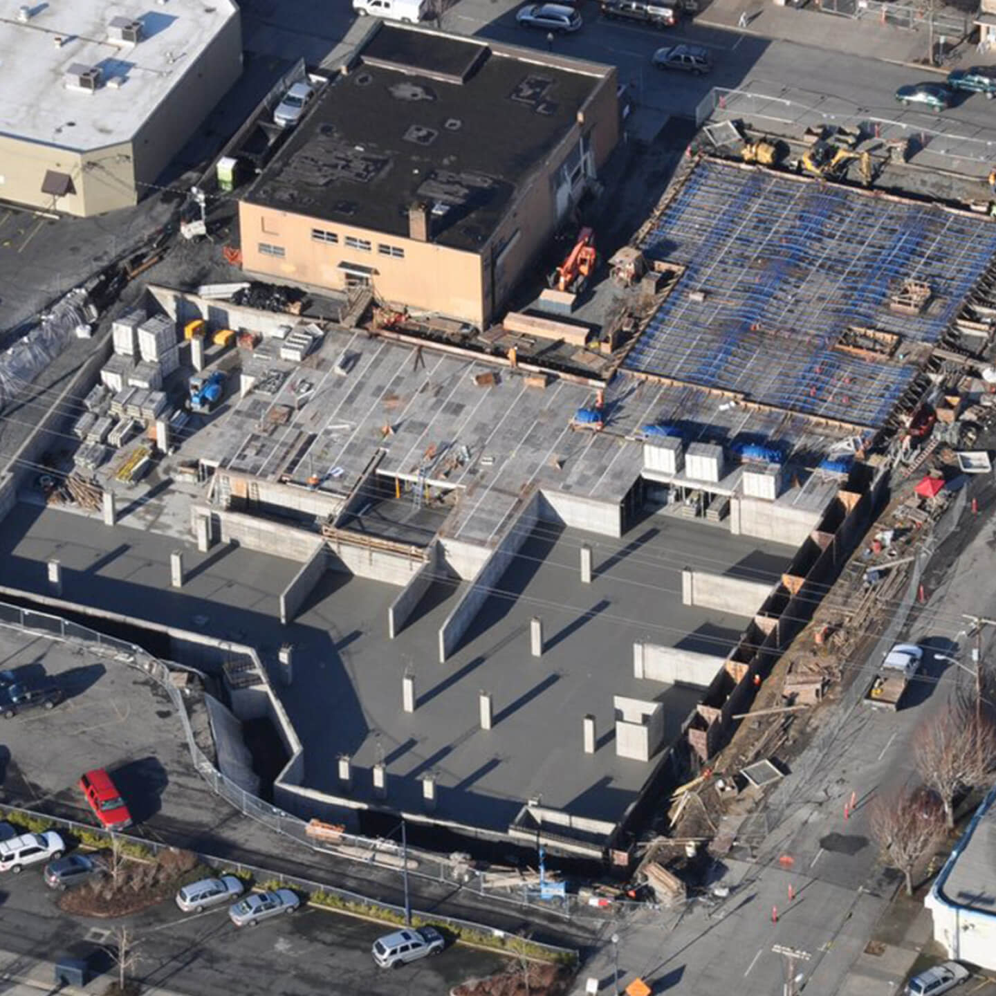 Aerial view of a construction site