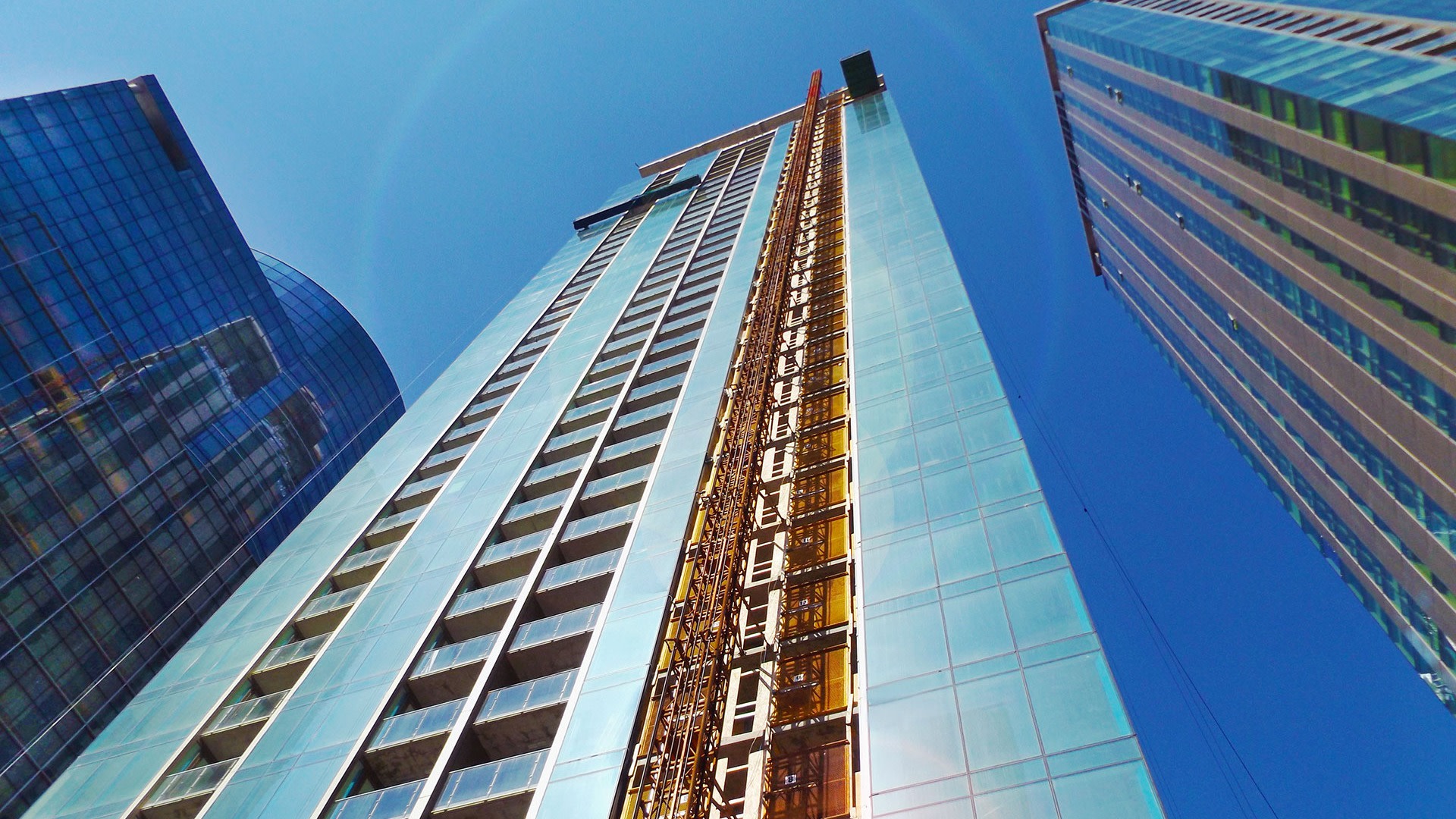 Low angle close up of a skyscraper