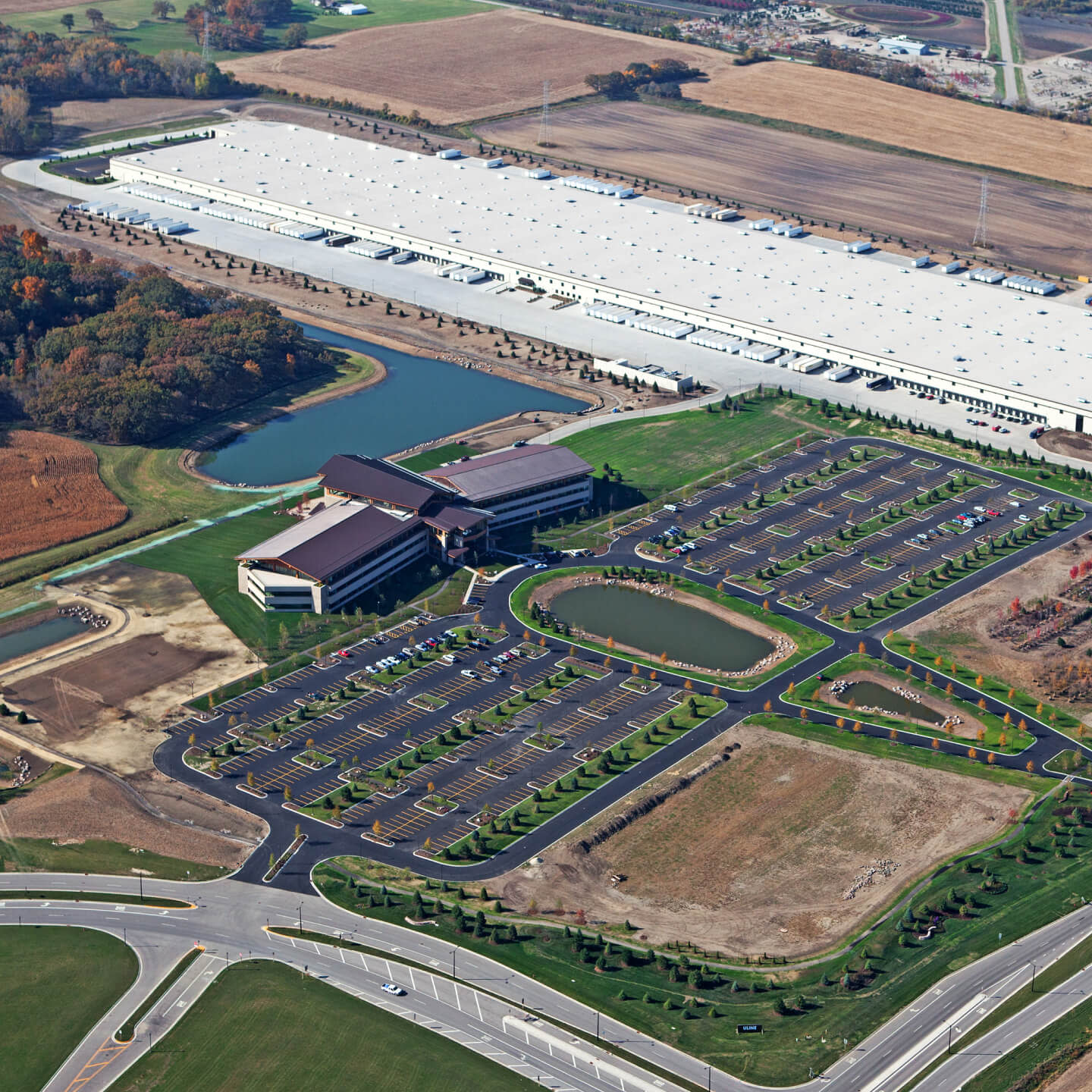 Aerial view of a construction site