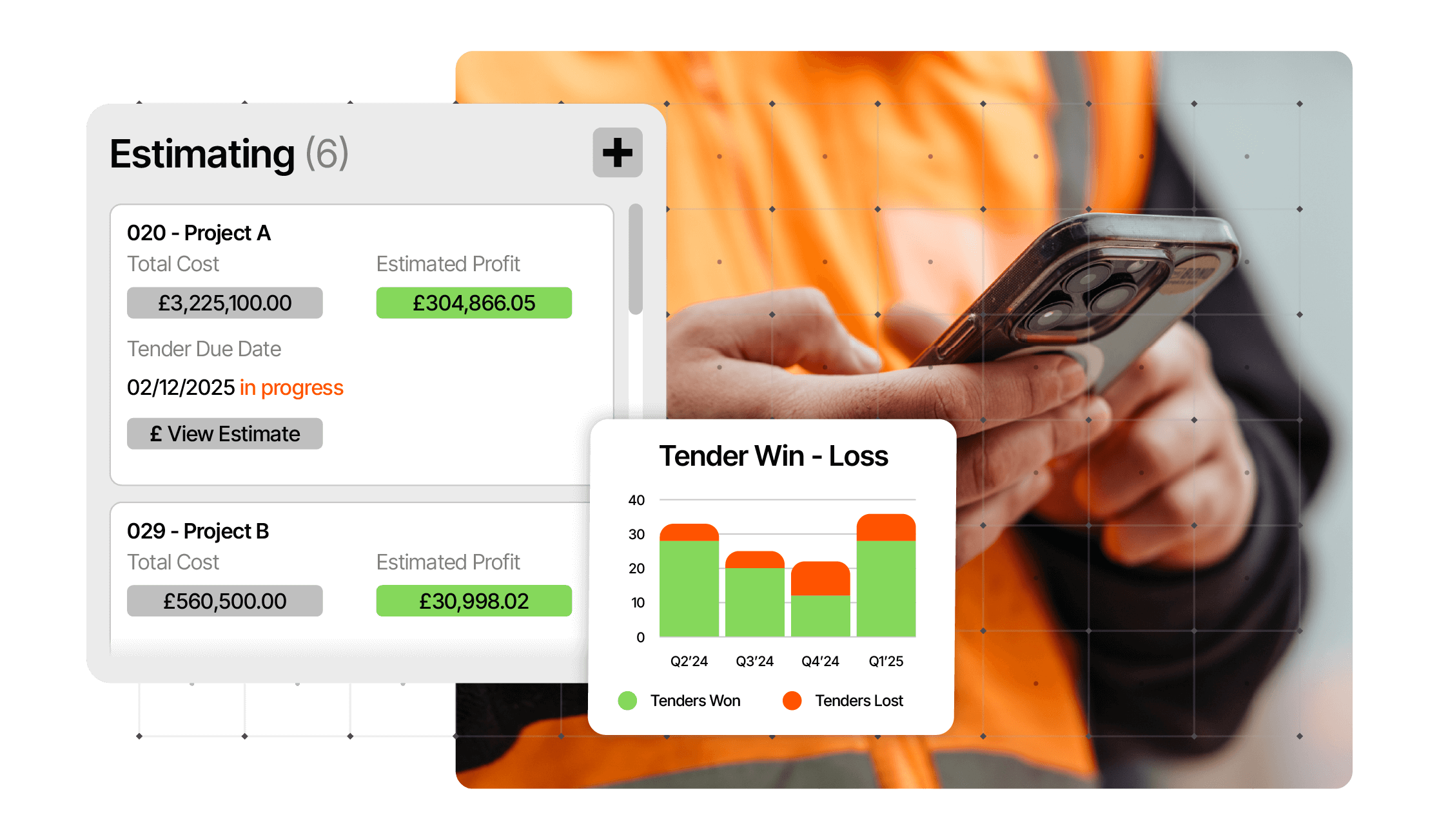 Visual of builders managing tenders