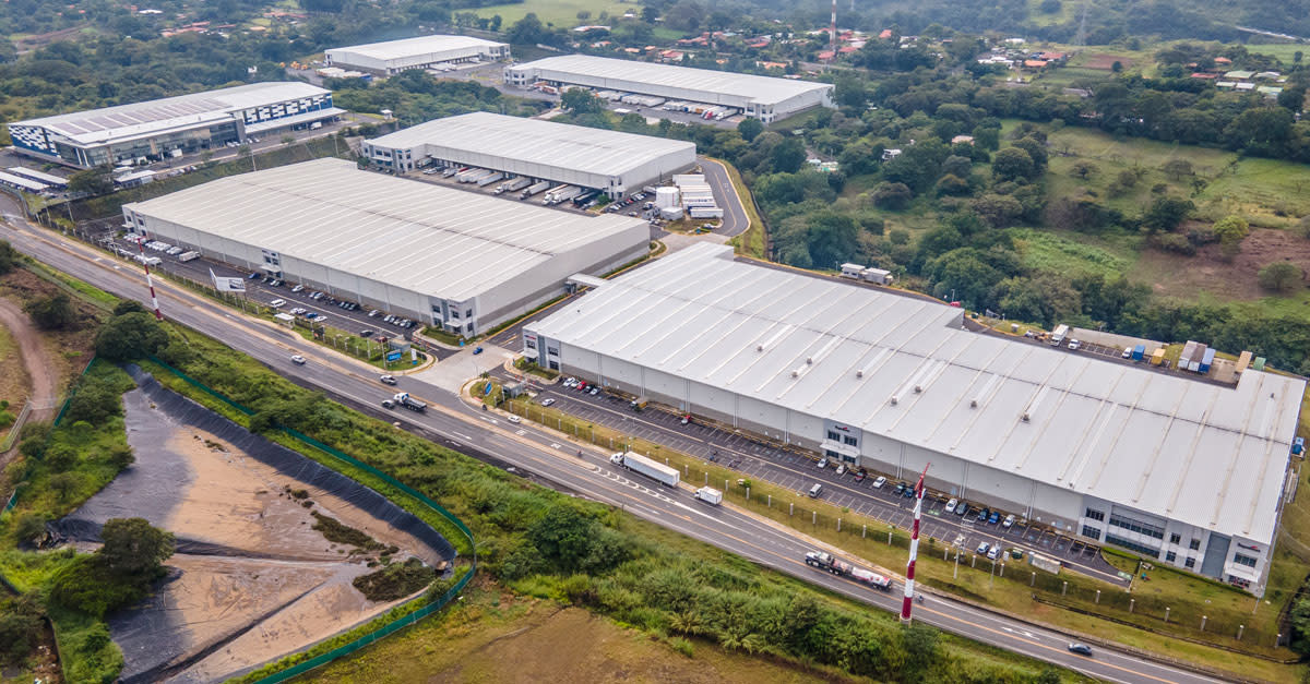 Aerial view of a company's headquarters