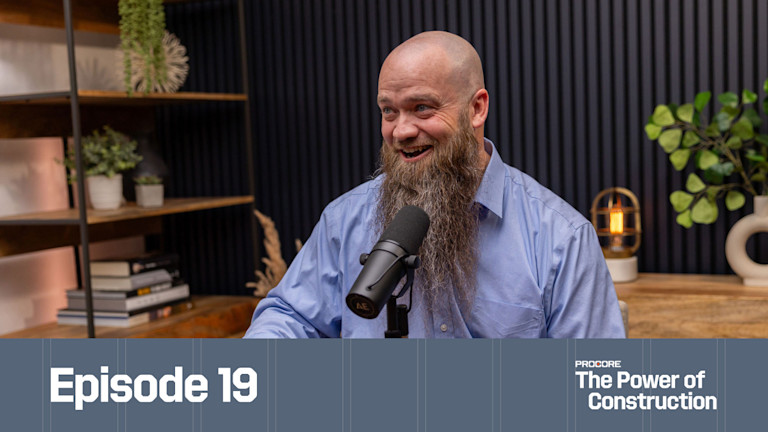 Procore podcast guest speaking to the microphone