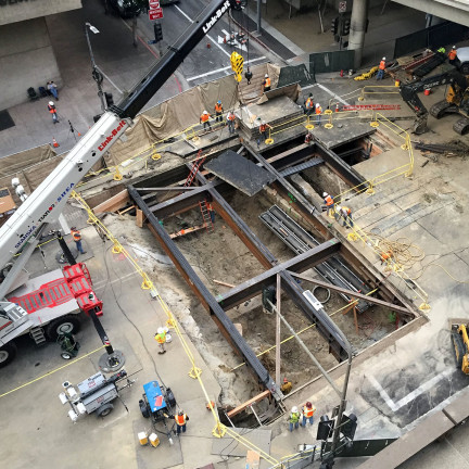 Aerial view of a construction site