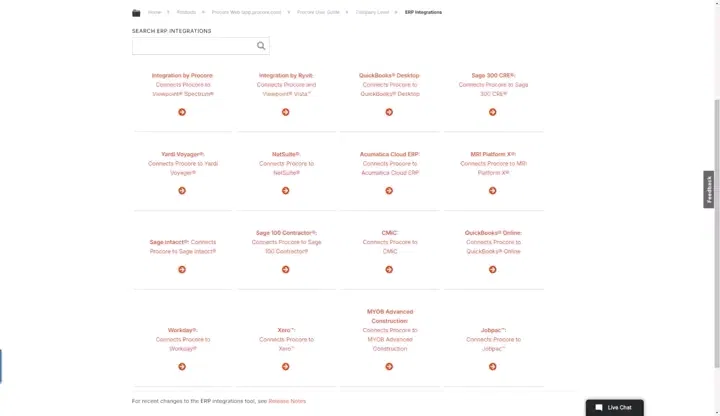 Animation of Procore's Accounting Integrations product UI
