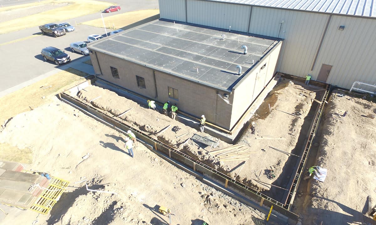Aerial view of a finished area in a construction site