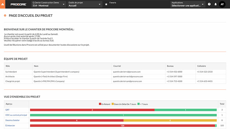 Project Management screen