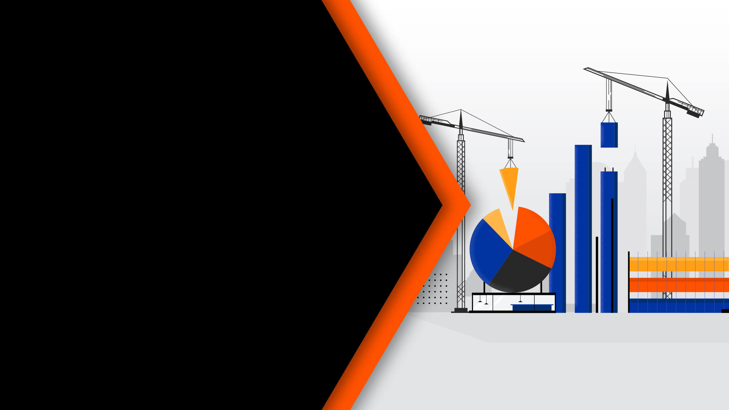 Illustration of construction cranes lifting data