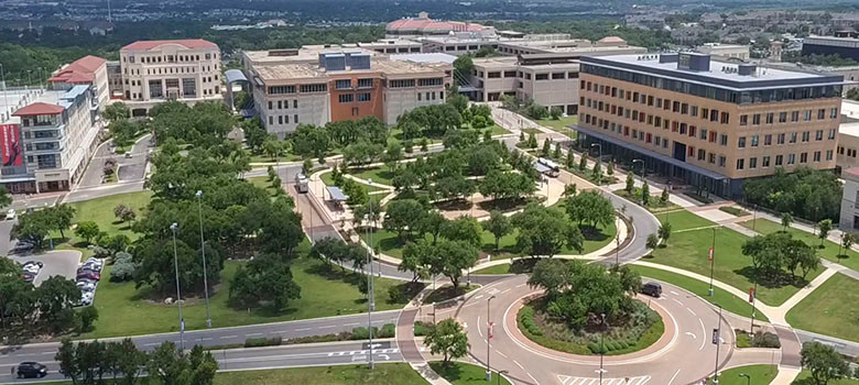 Aerial view of University of Texas at San Antonio's campus