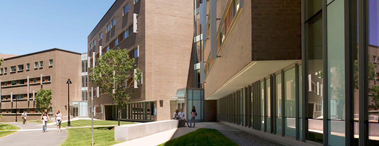 Side view of an apartment building complex