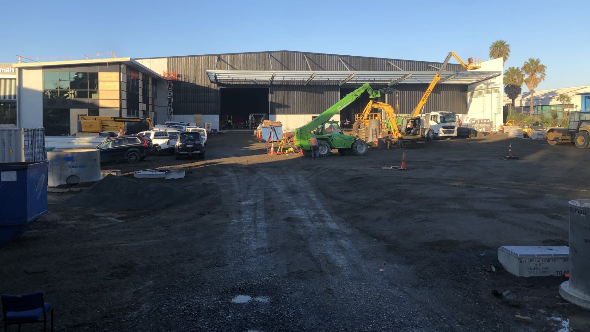 Parking lot of construction base