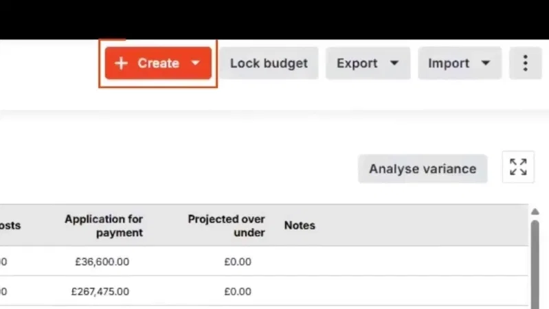 Animation of Procore's Project Financials product UI