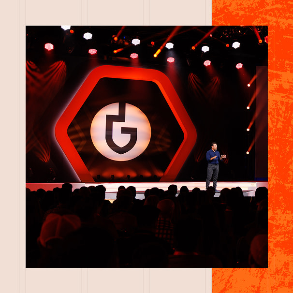 Procore's founder, Tooey Courtemanche, speaking at Grounbreak's stage