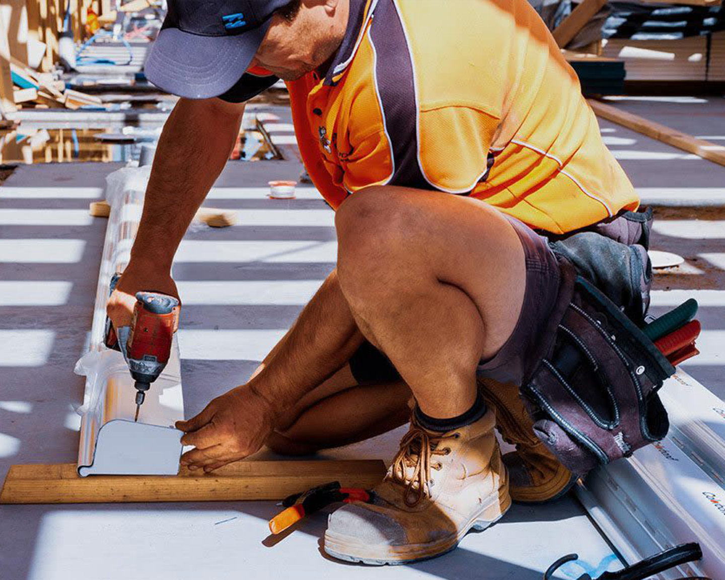 Construction worker drilling
