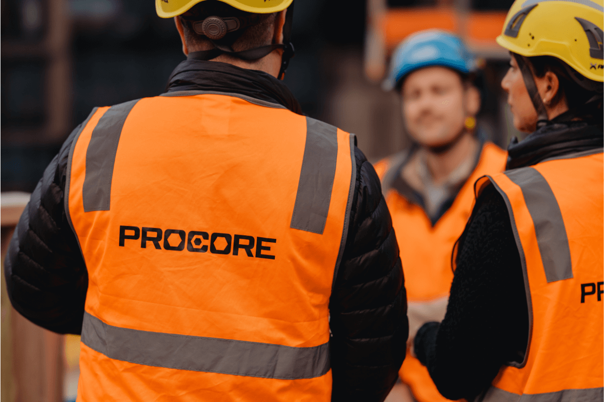 Procore employees on a work site