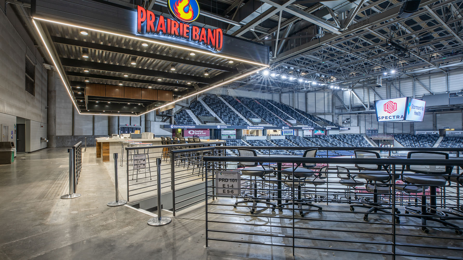 Basketball court seen from the seats