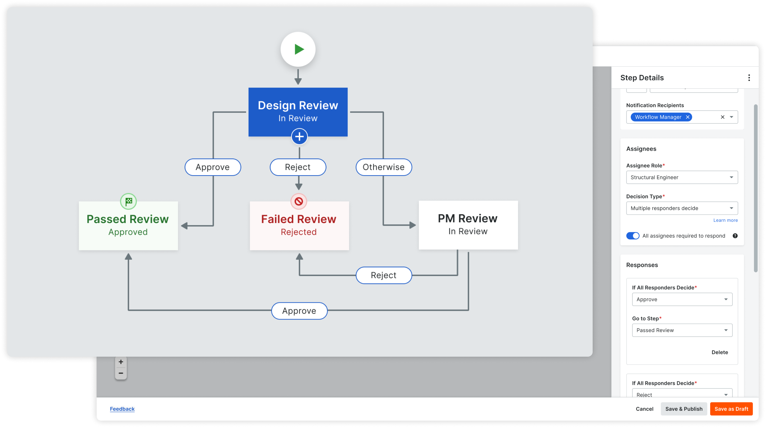 A screen showing Procore's workflows tool
