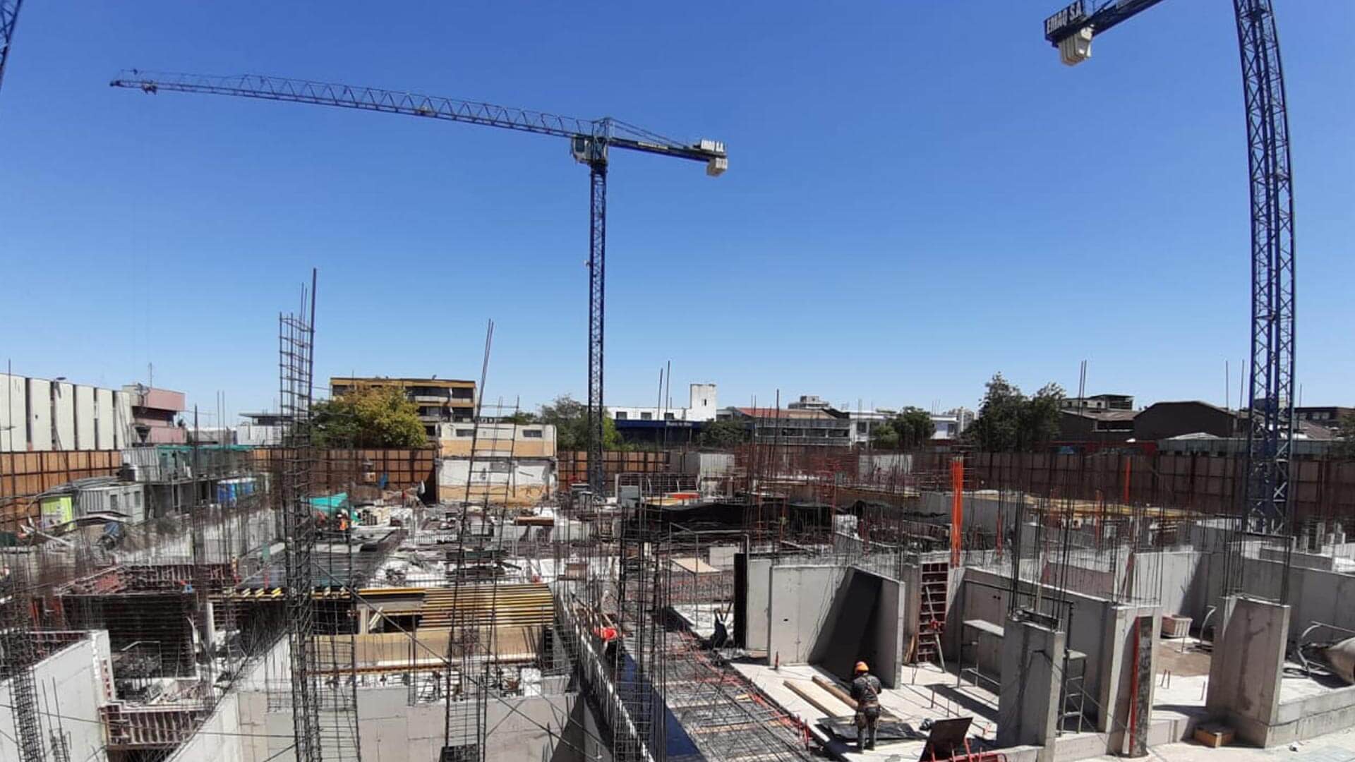 Aerial shot of a building under construction