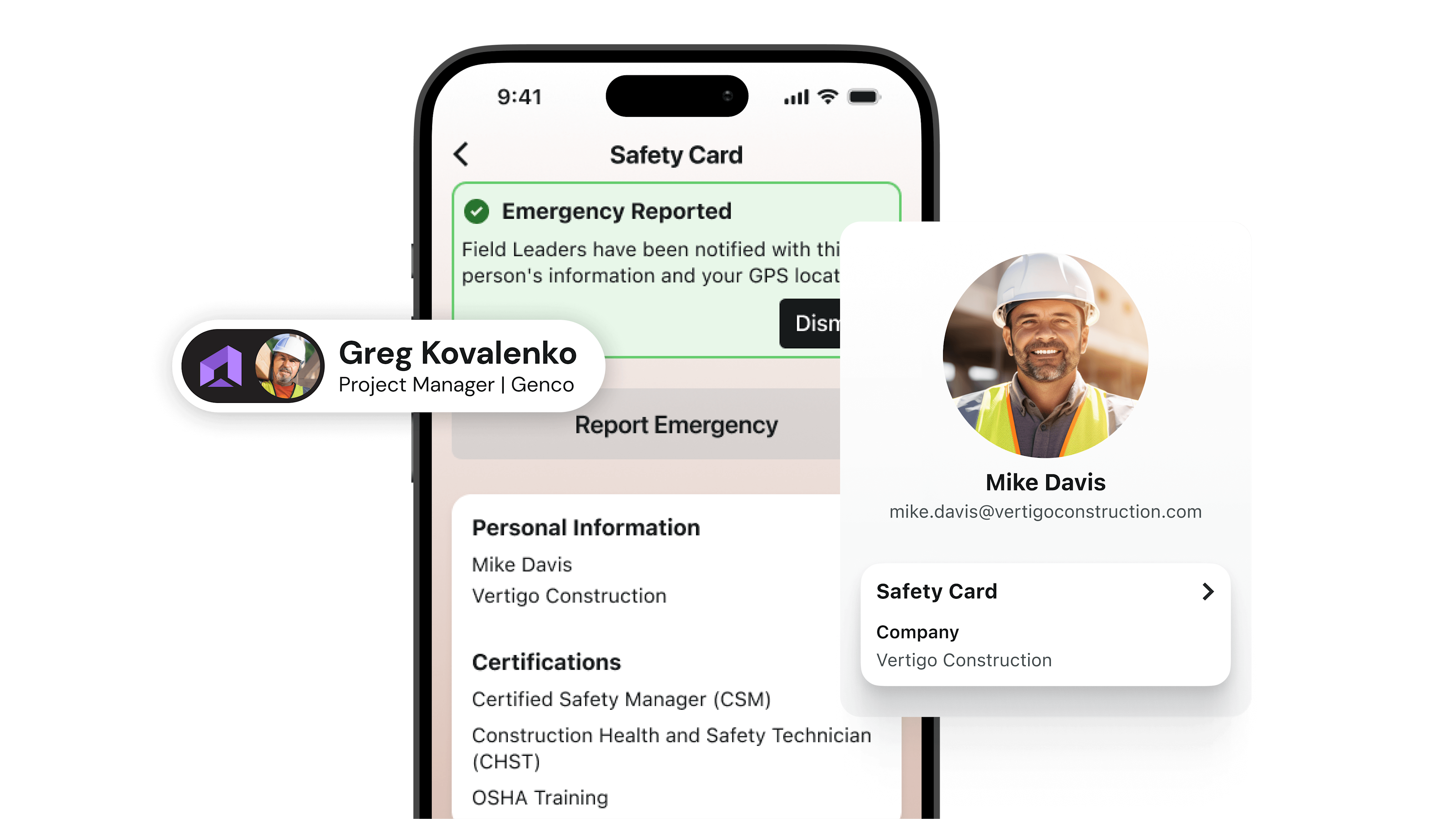 A phone notification about safety