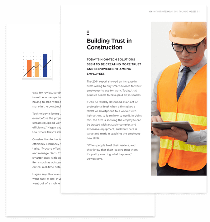 Interior pages of How Construction Technology Saves Time, Money and Jobs Ebook