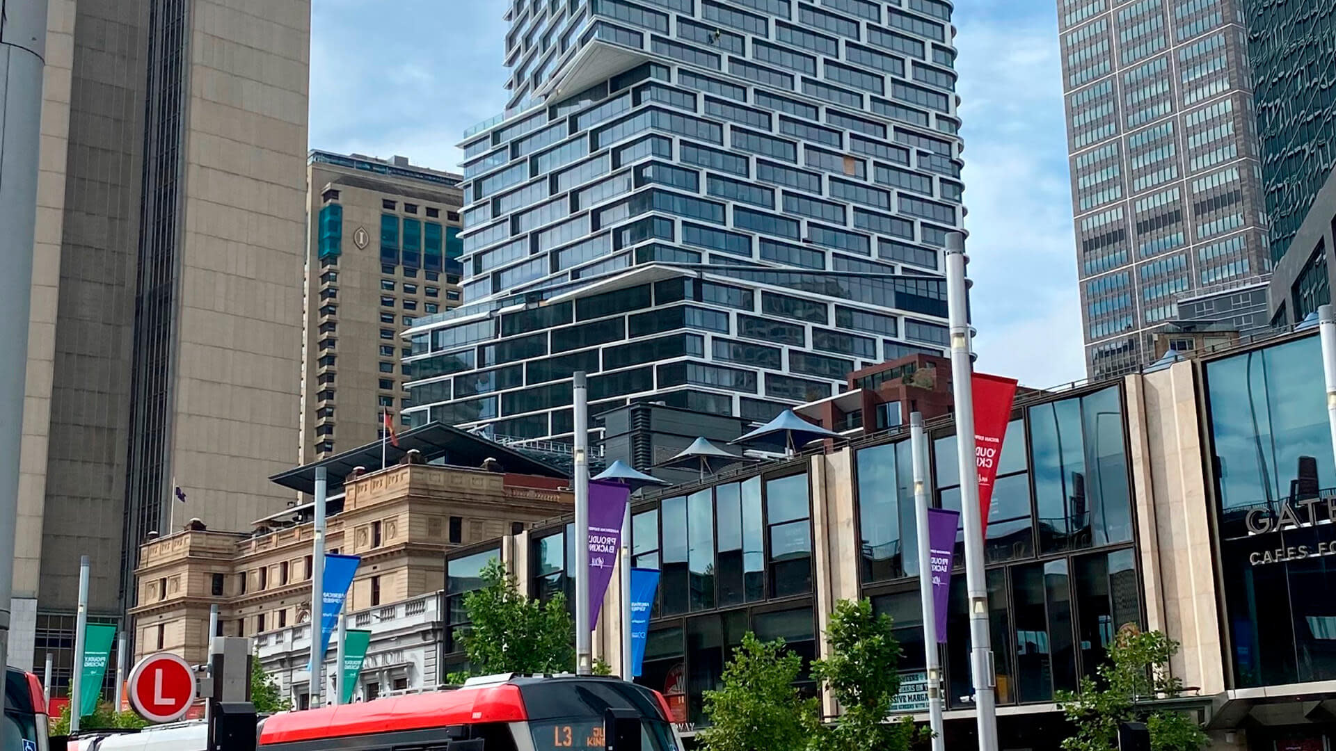 Skyscrapers and local shops