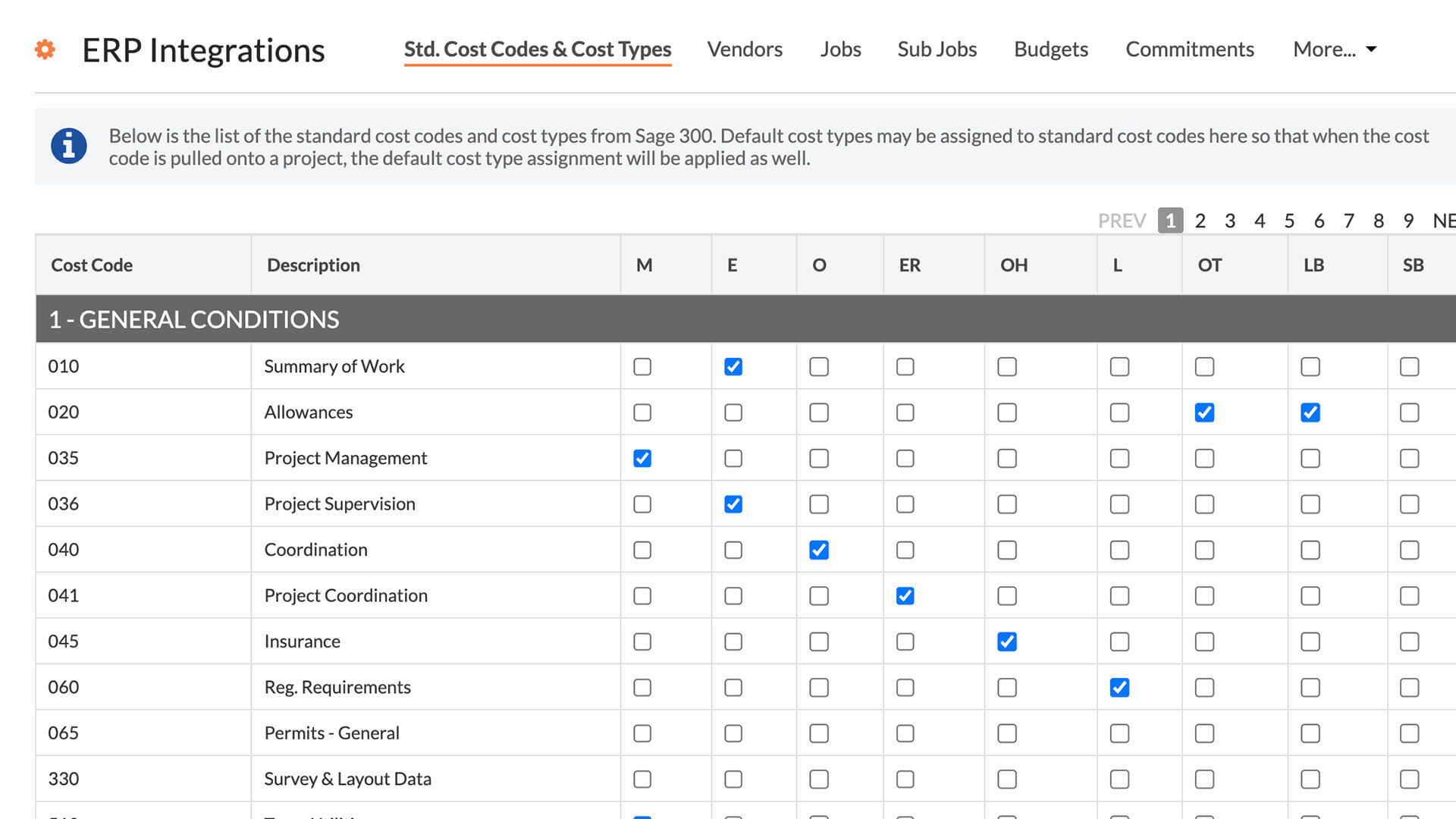 Procore ERP Integrations screen capture