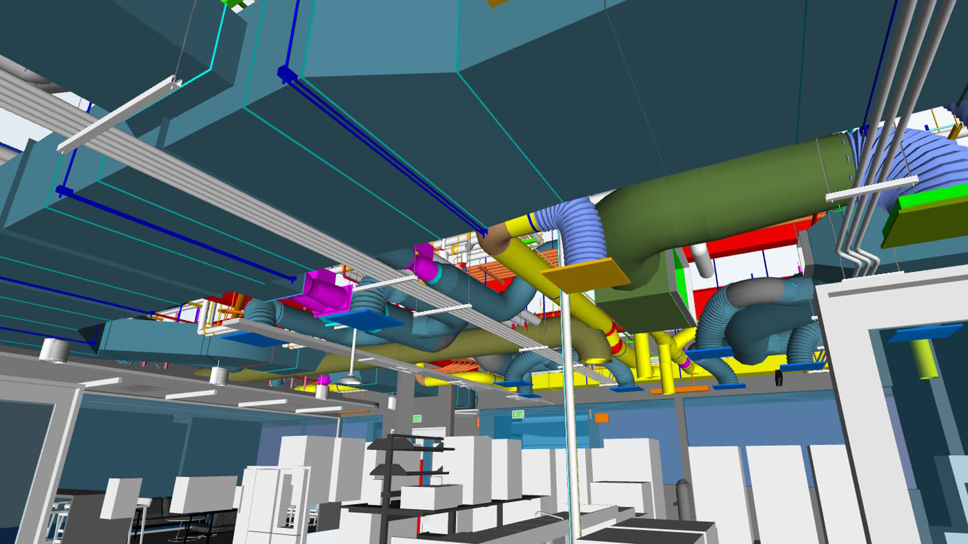 BIM model of internal piping and ventilation 