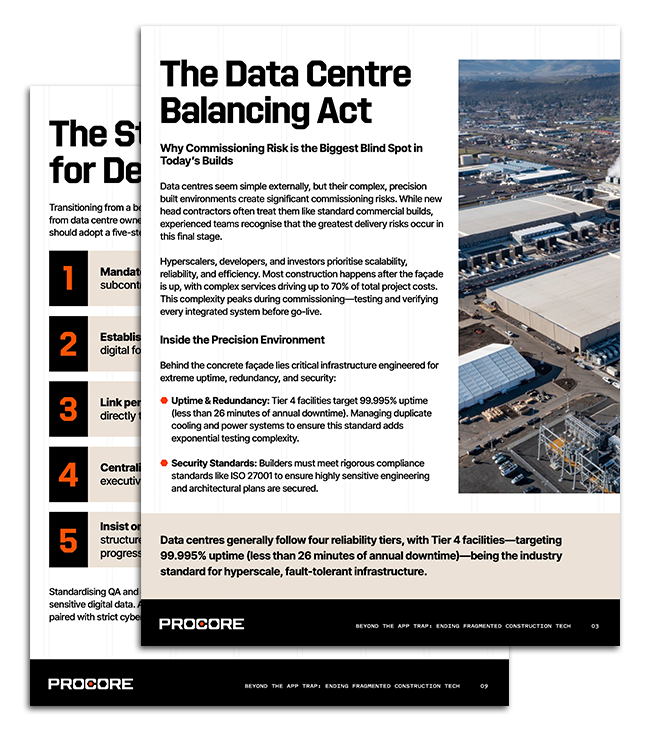 Preview images of the ebook Data centre delivery playbook
