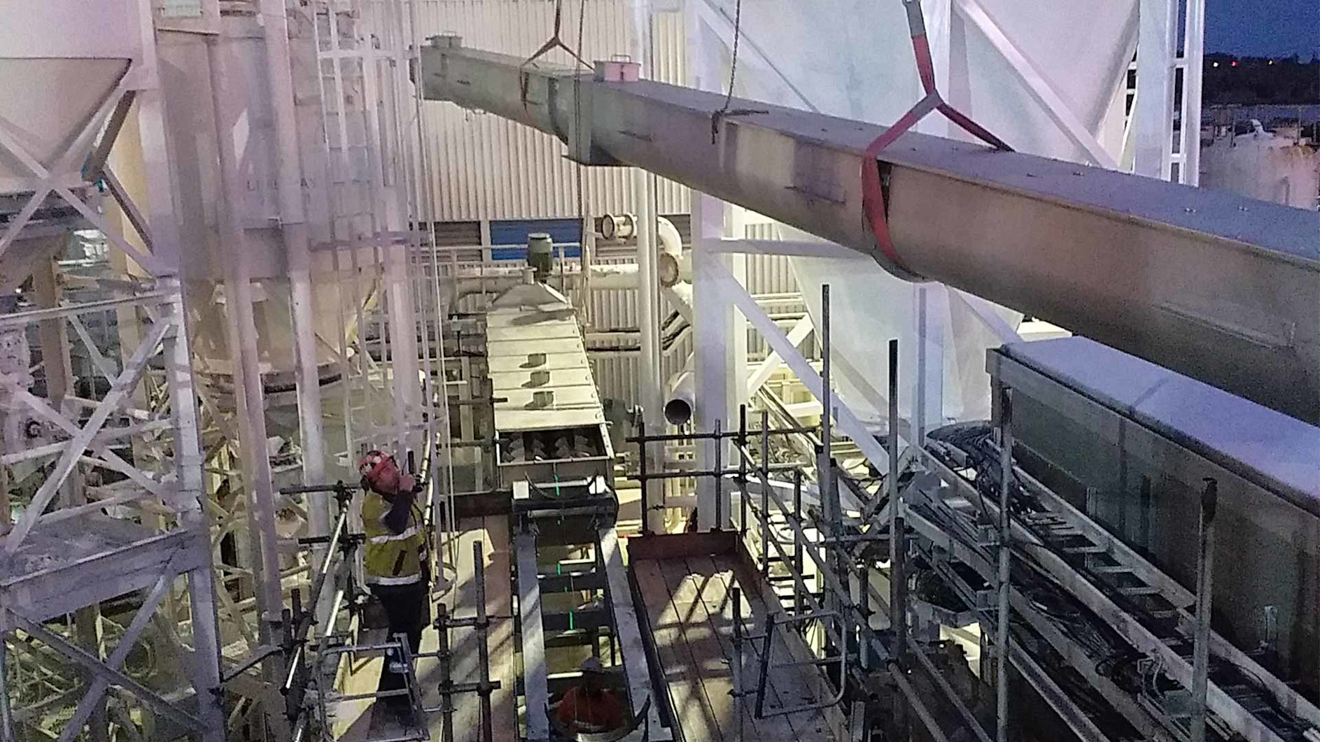 Construction area with a crane in the middle