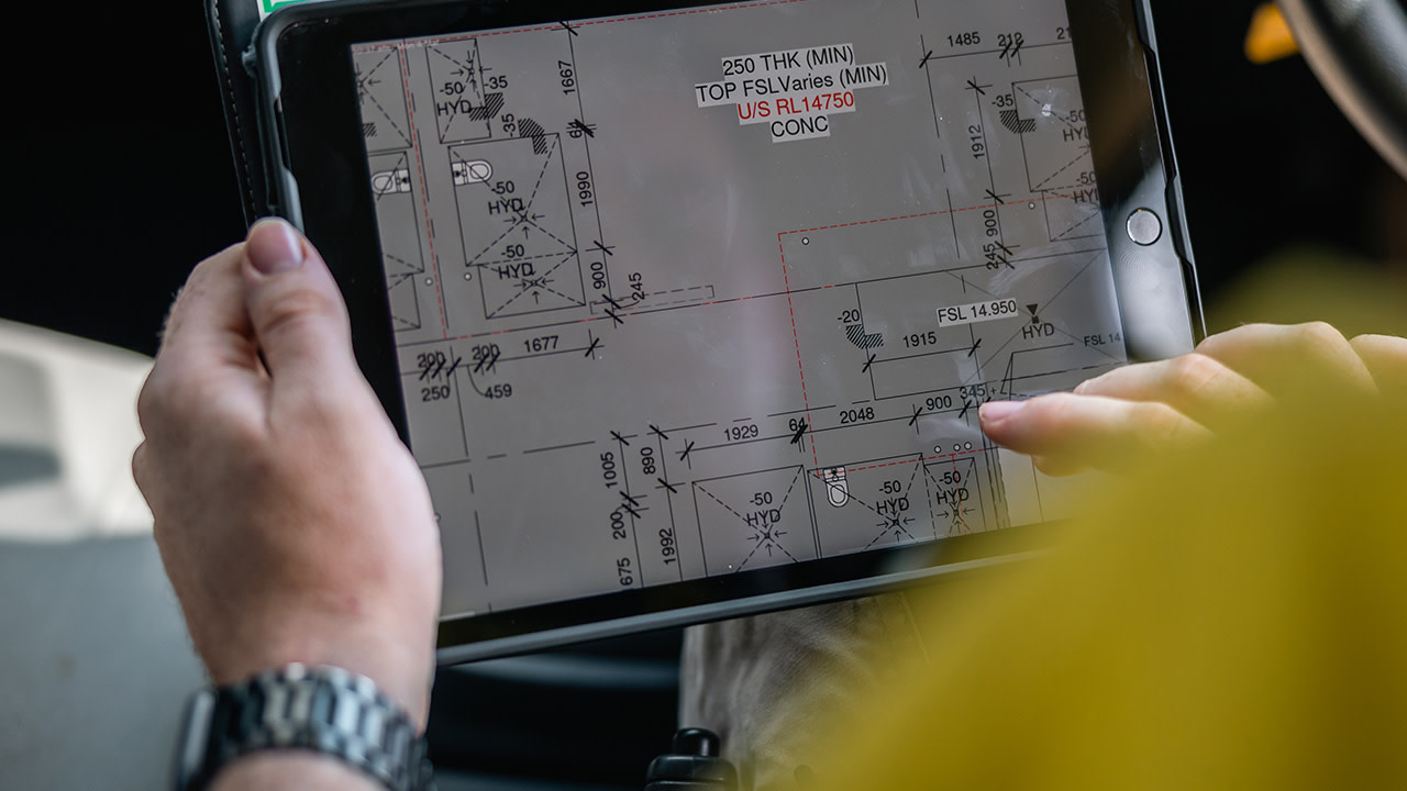 Procore being used on an iPad