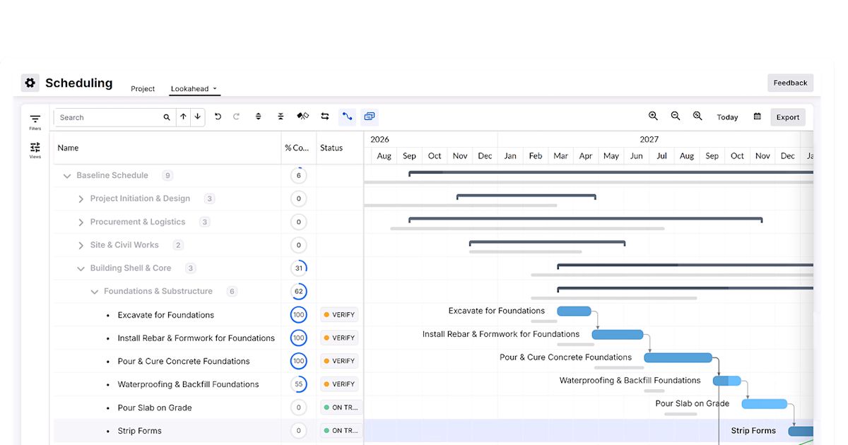 Pro Core Project Schedule Task Construction Scheduling Software | Procore