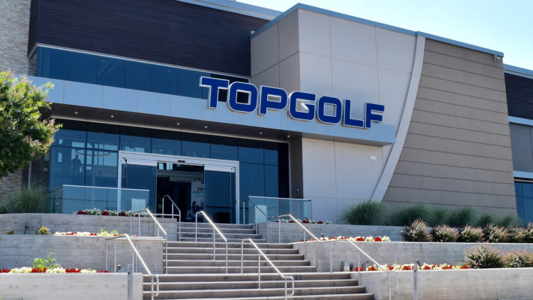 Front view of Topgolf's building
