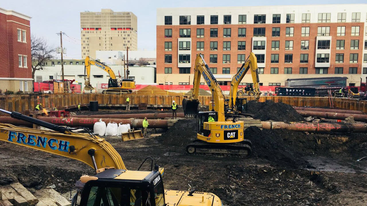 CAT machinery on a construction site