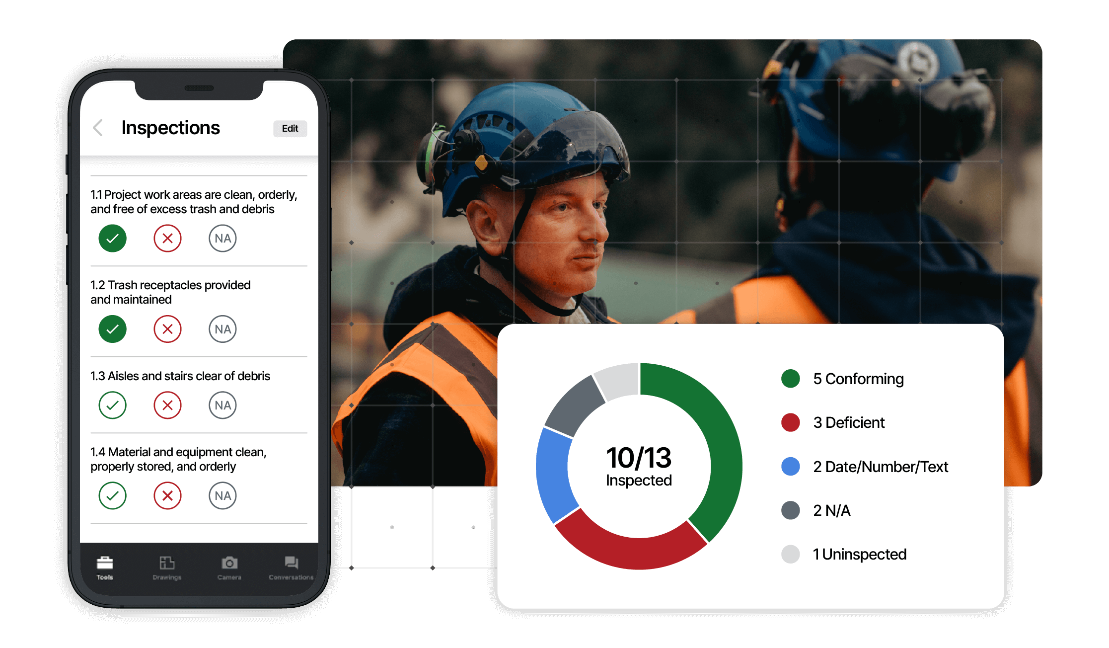Visual of builders carrying out inspections on-site