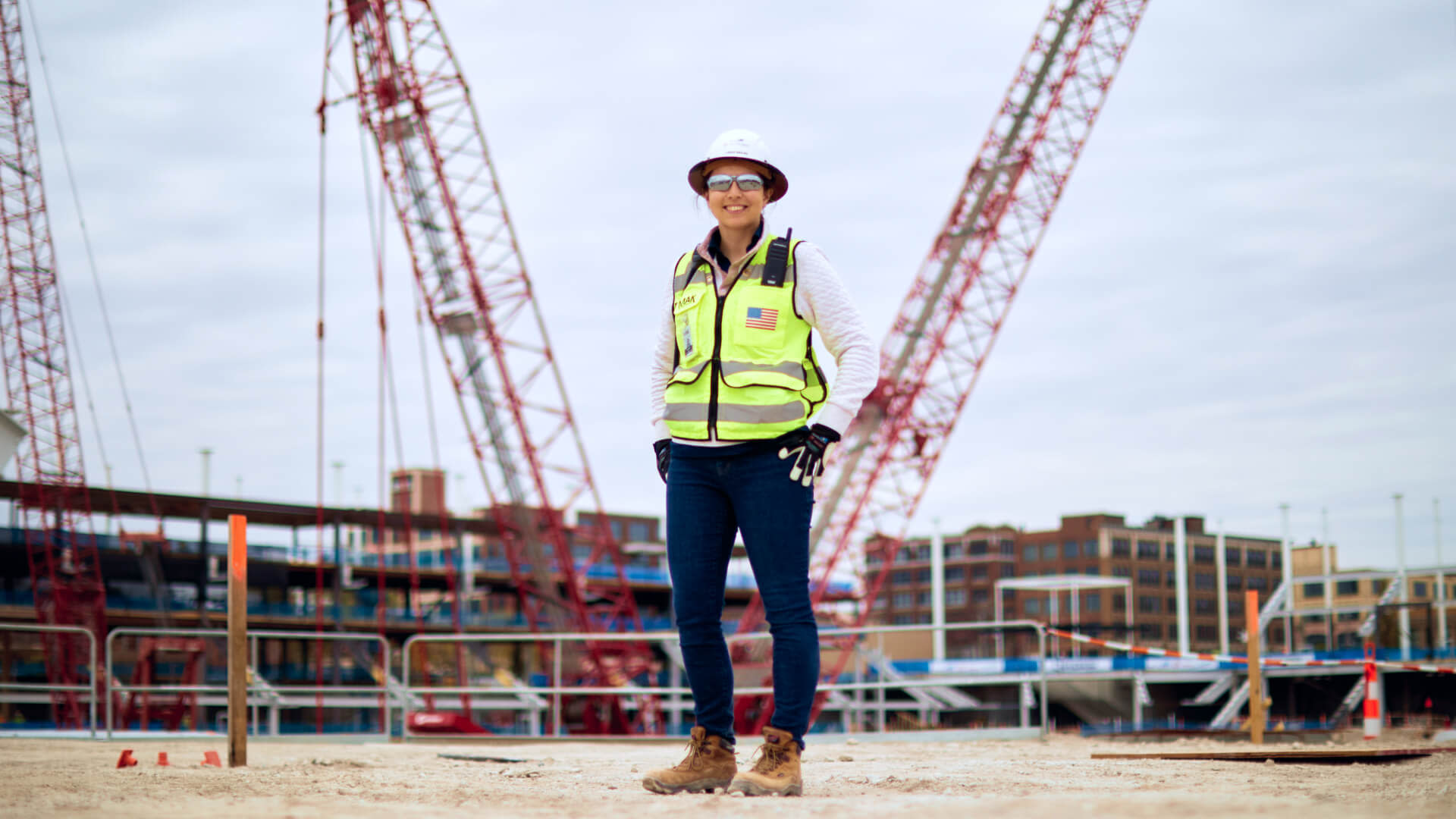 Sarah Narjes standing on a construction site
