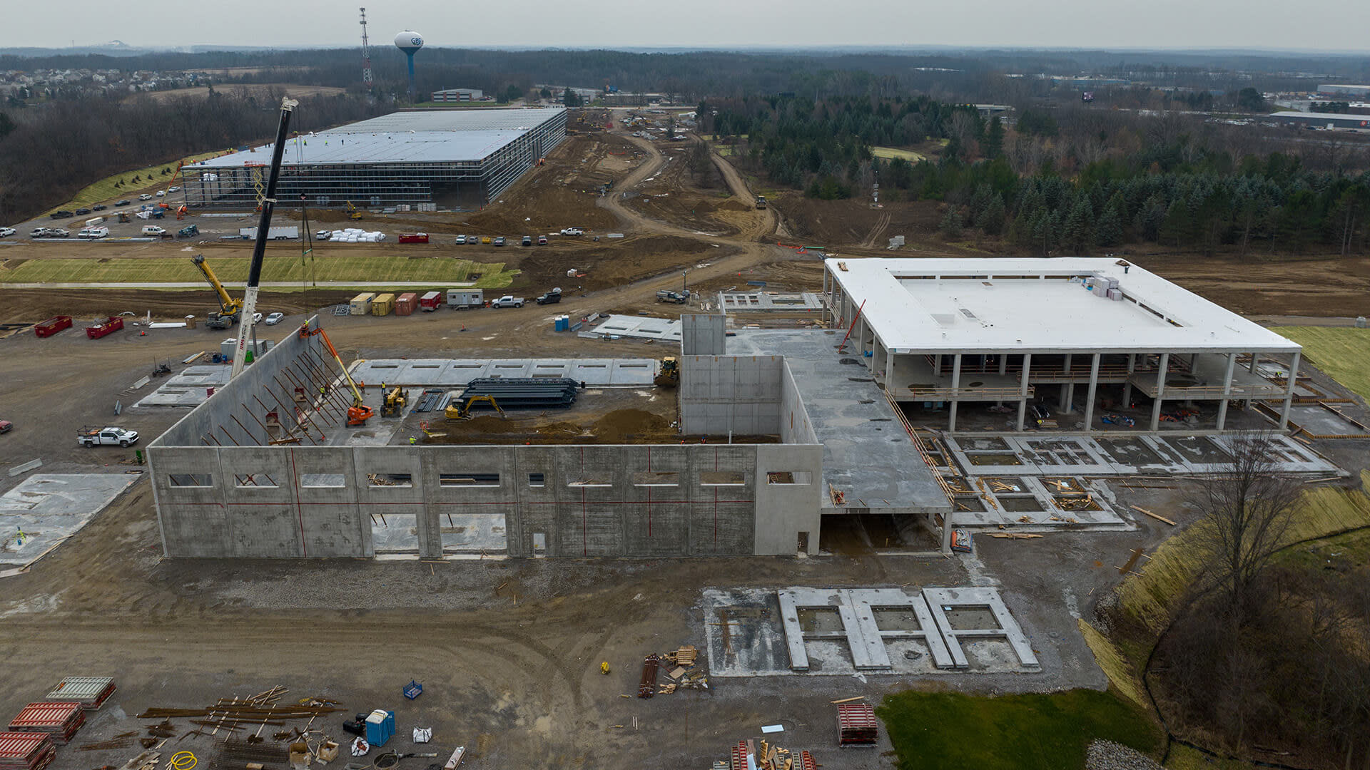 Aerial view of a construction site