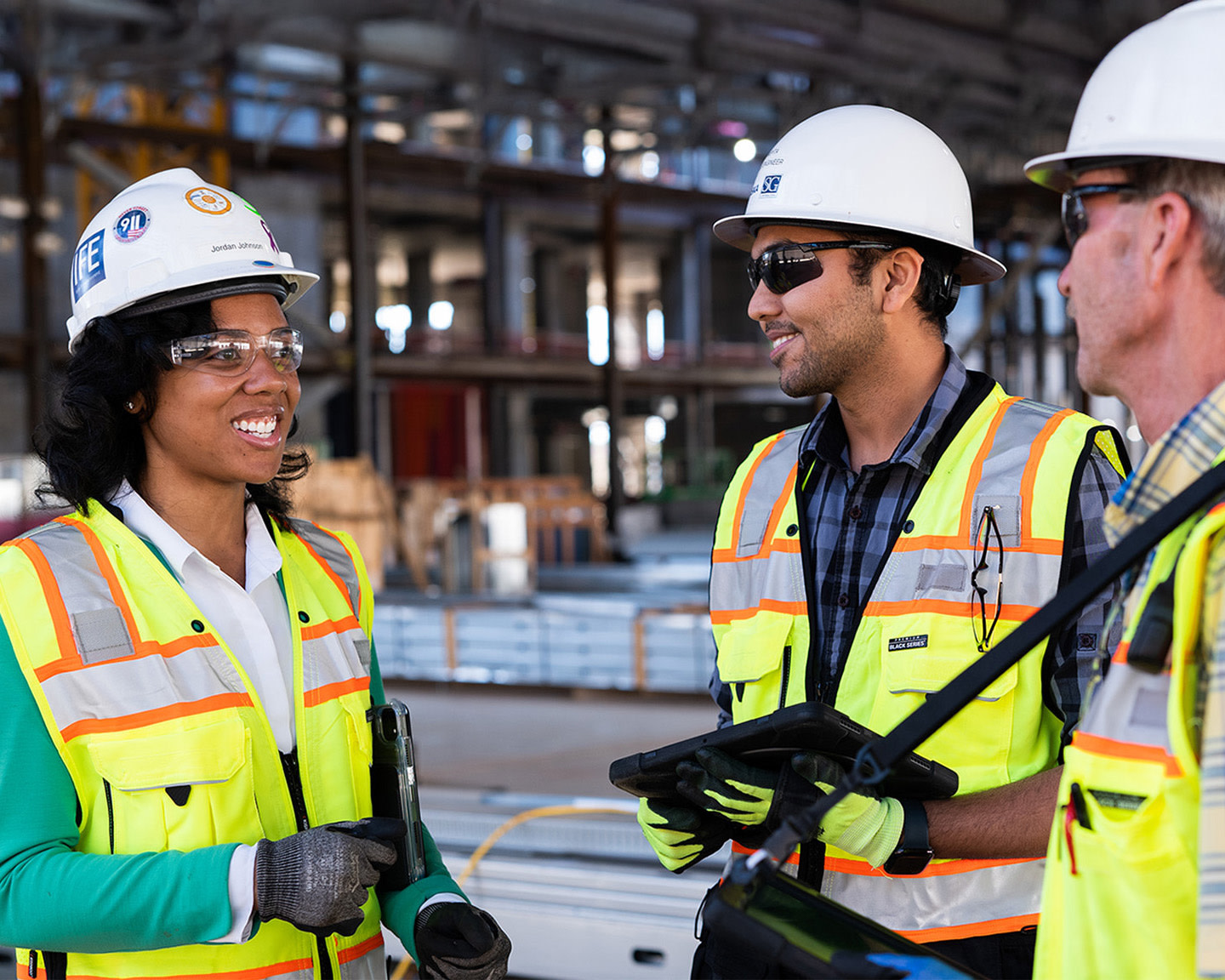 construction worker posing for the camera in a construction site