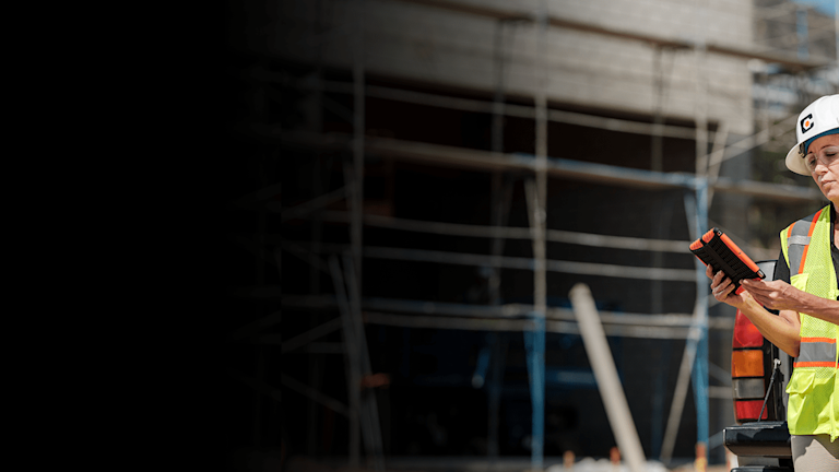 Contractors using a tablet