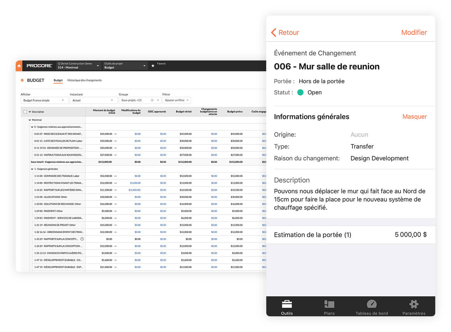 Procore budget tools