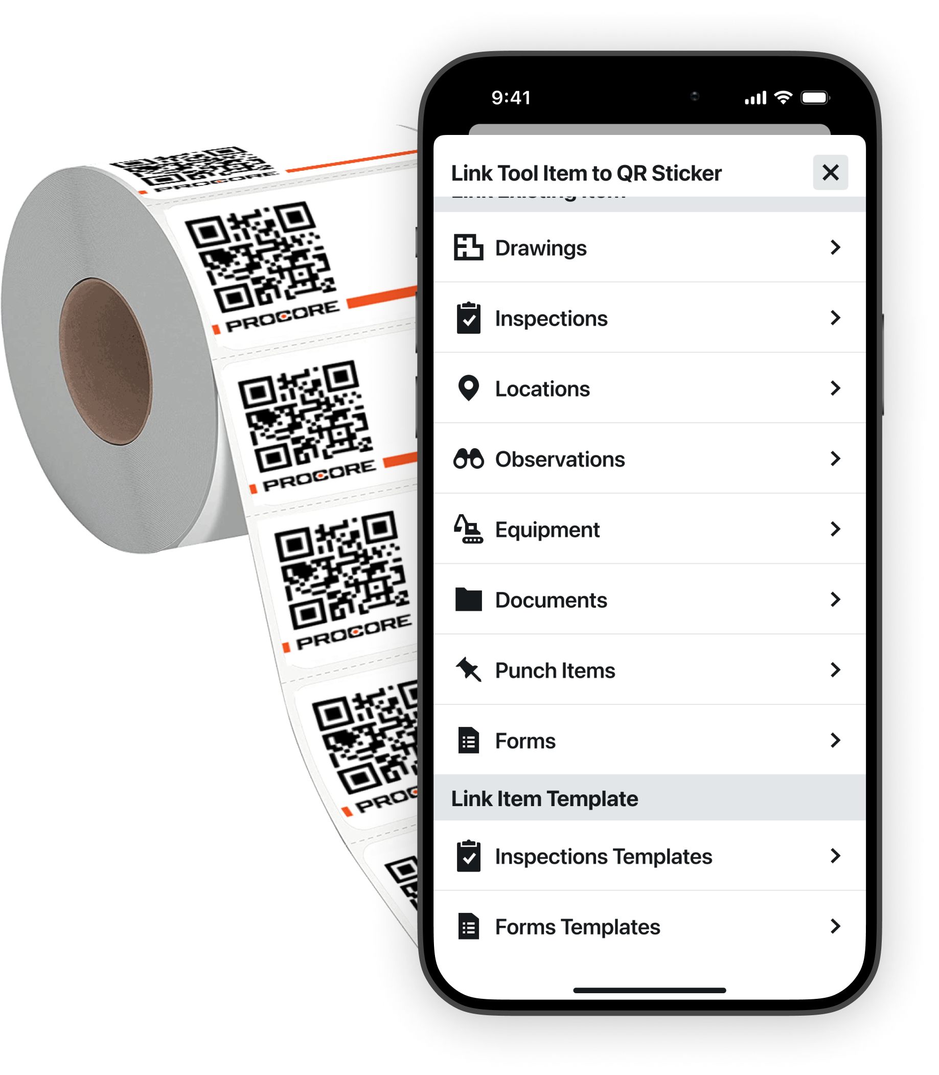 QR Sticker roll and a smart phone