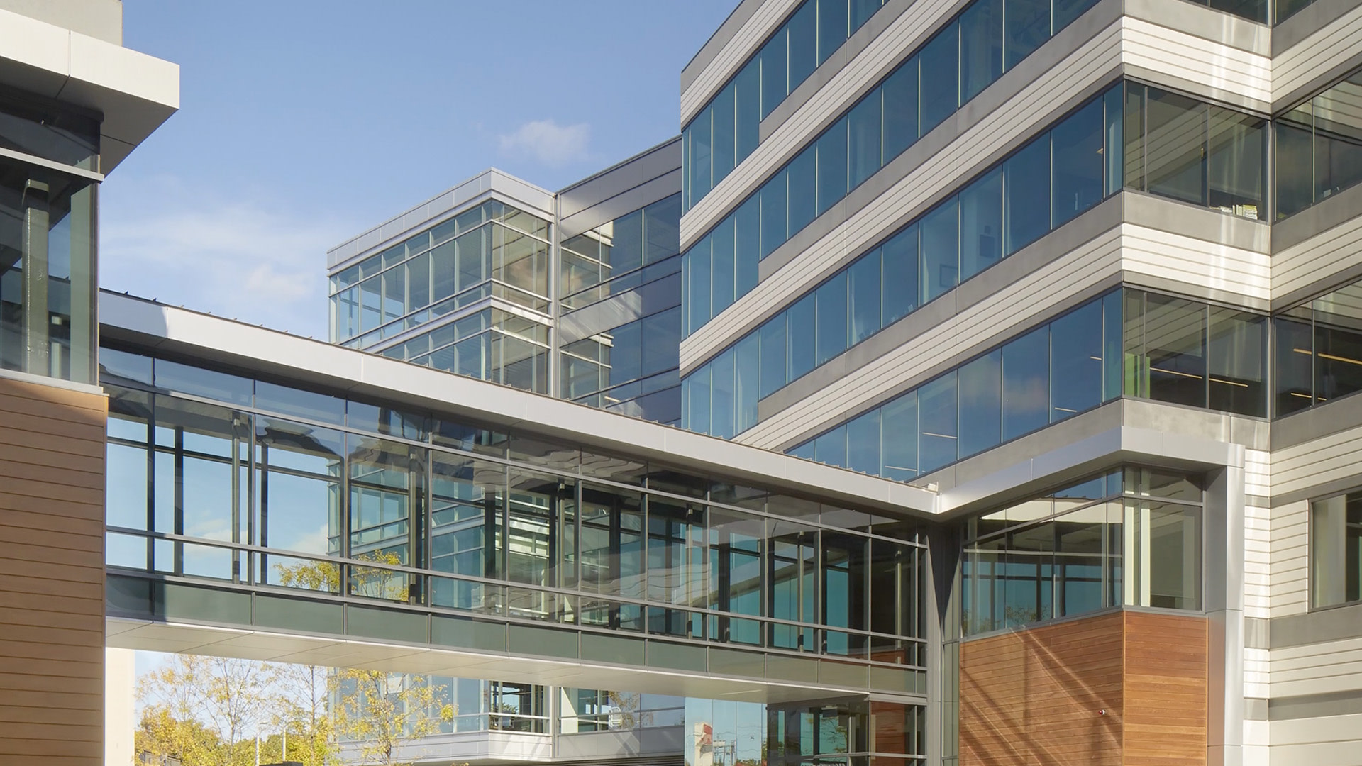 A building with glass windows