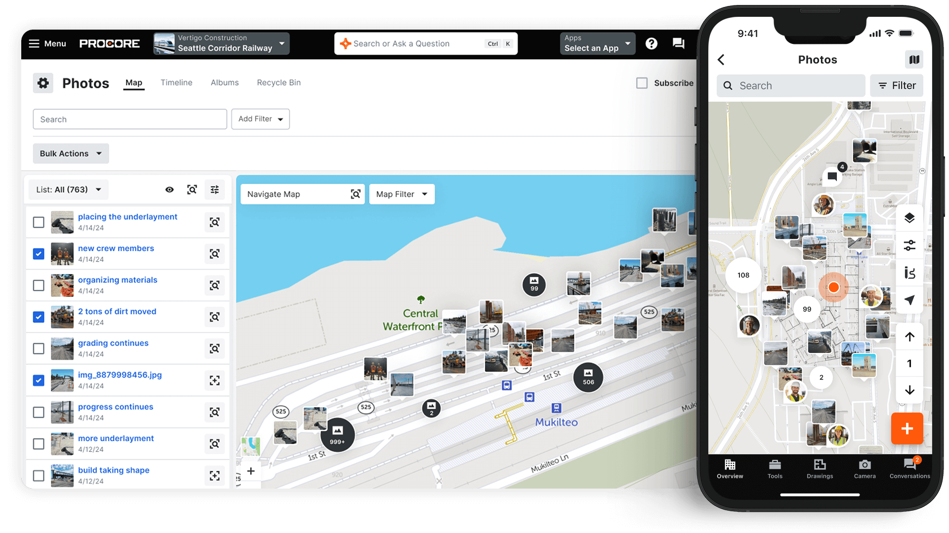 Screen capture of Procore's Maps tool