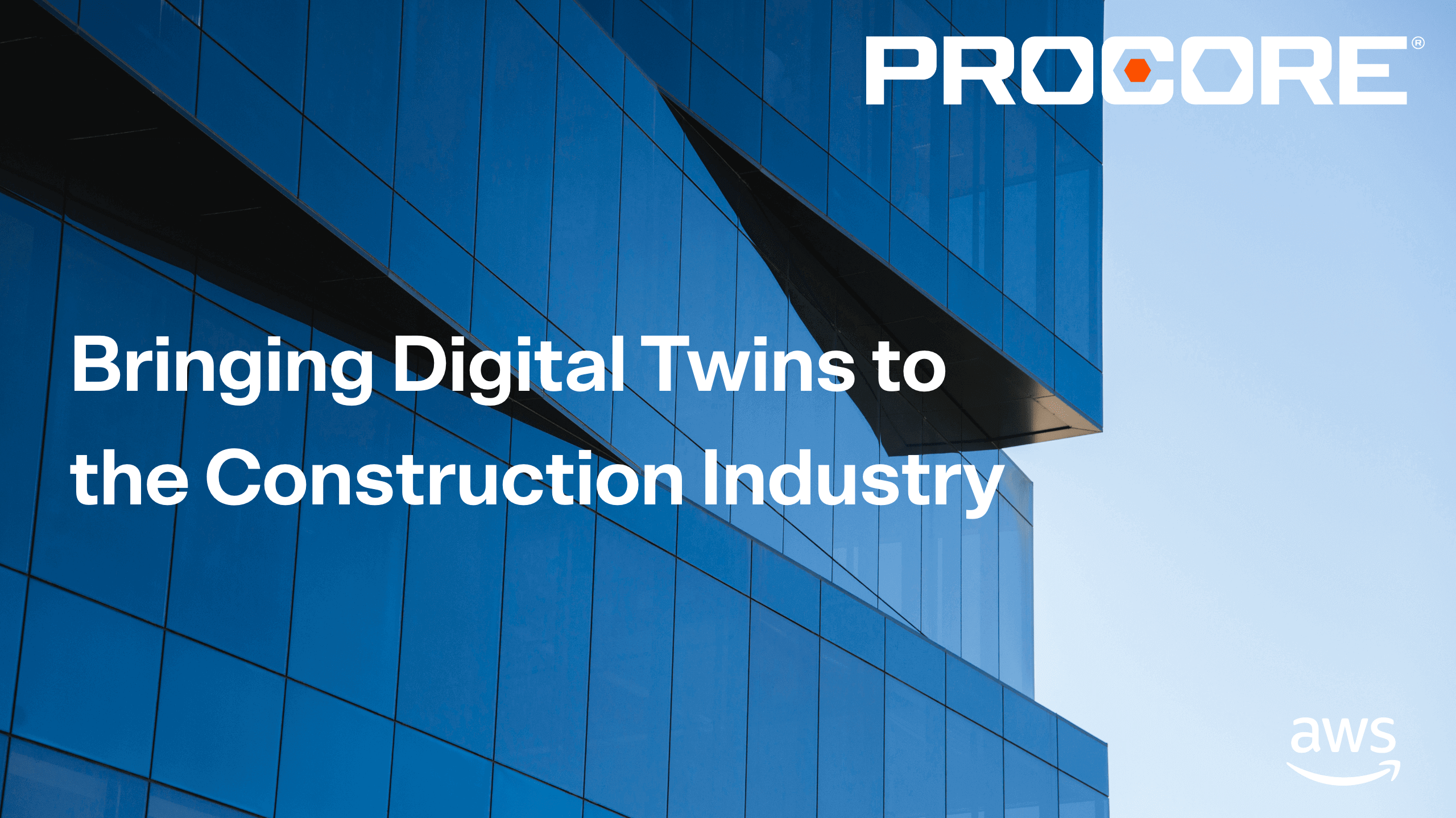 "Bringing digital twins to the construction industry" text with a skyscraper image in the back