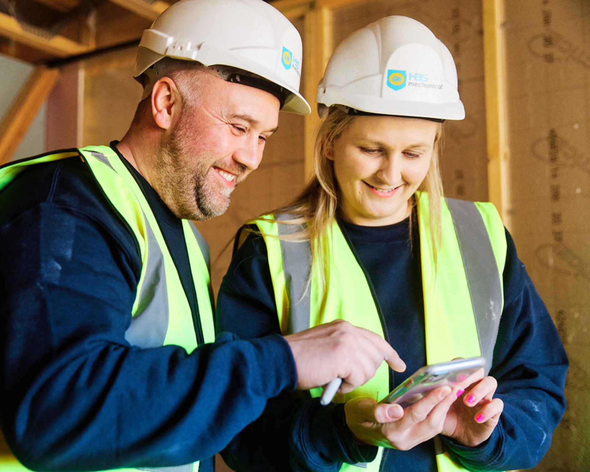 General contractors using a tablet