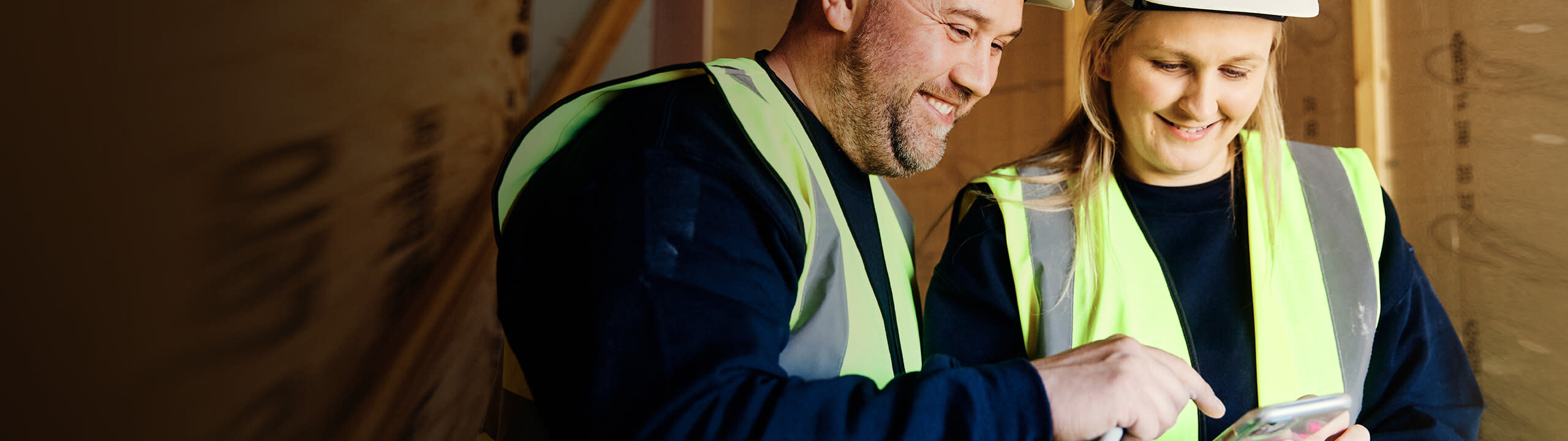 General contractors using a tablet