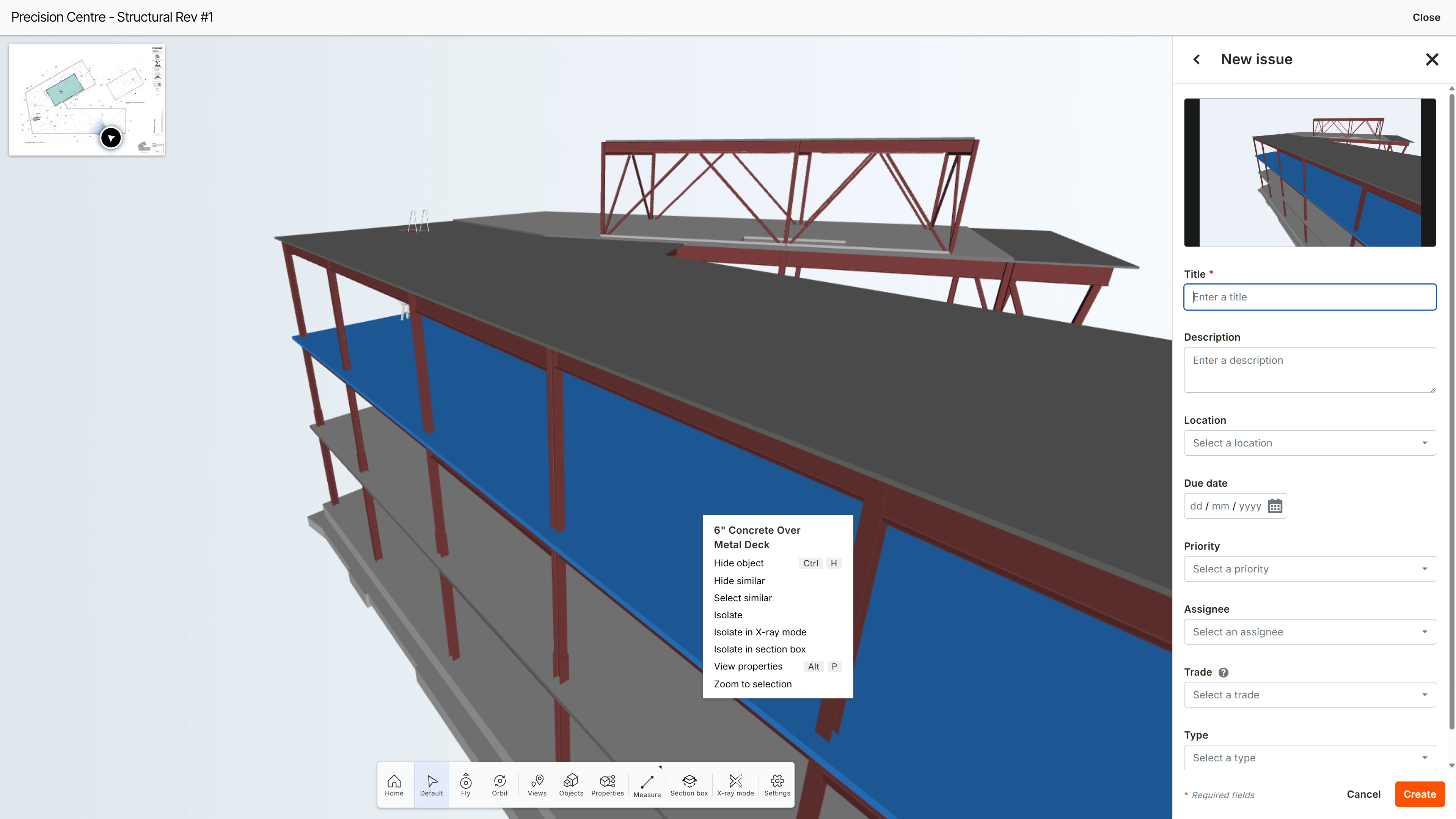 desktop view of Procore's BIM tool