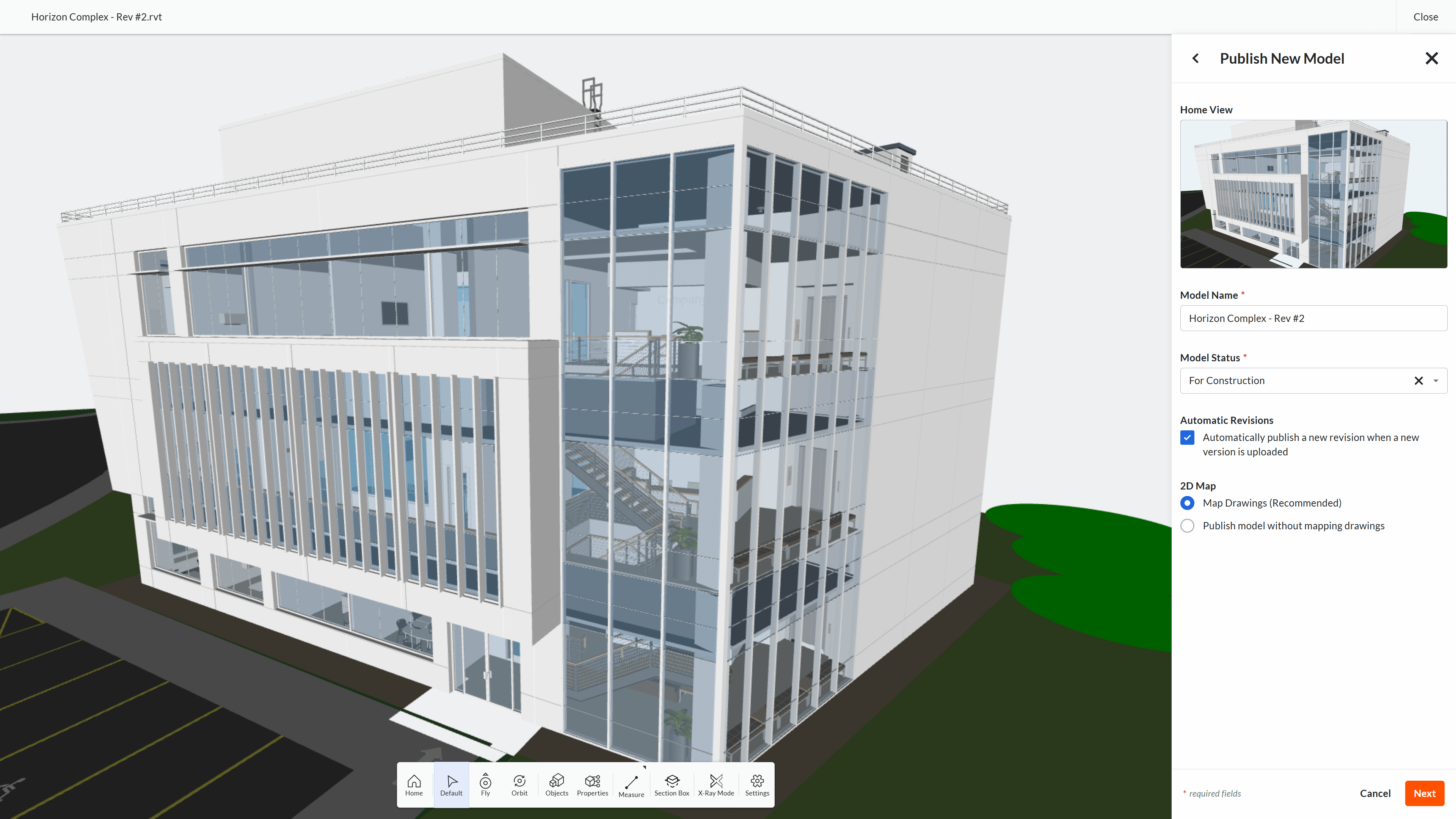 desktop view of Procore's BIM tool