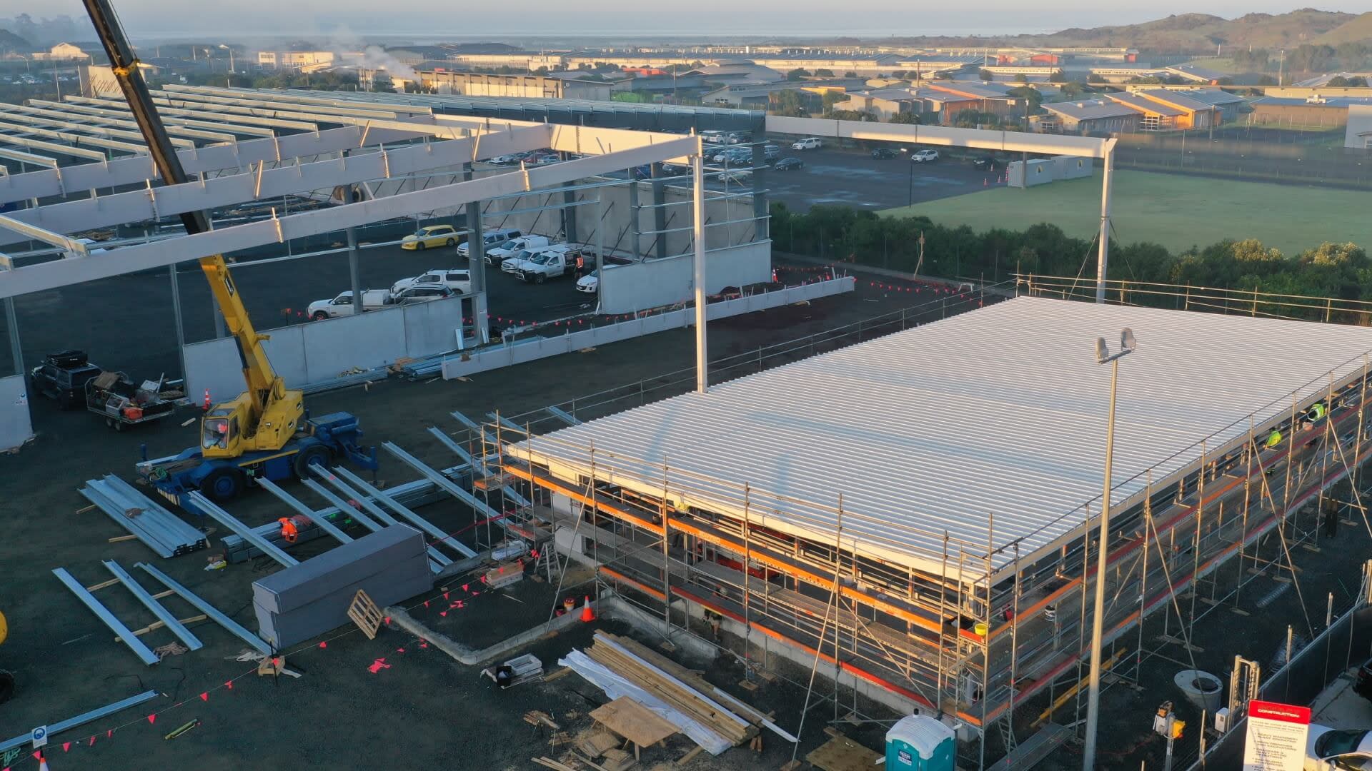 Aerial view of a construction site in progress